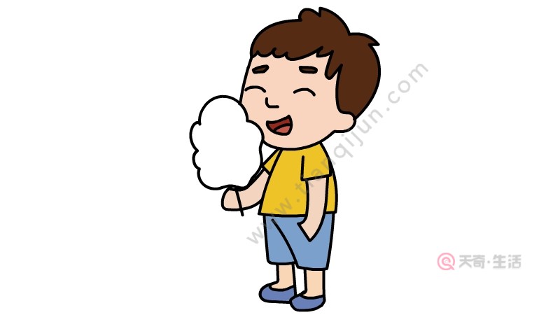 吃棉花糖的小男孩簡(jiǎn)筆畫怎么畫