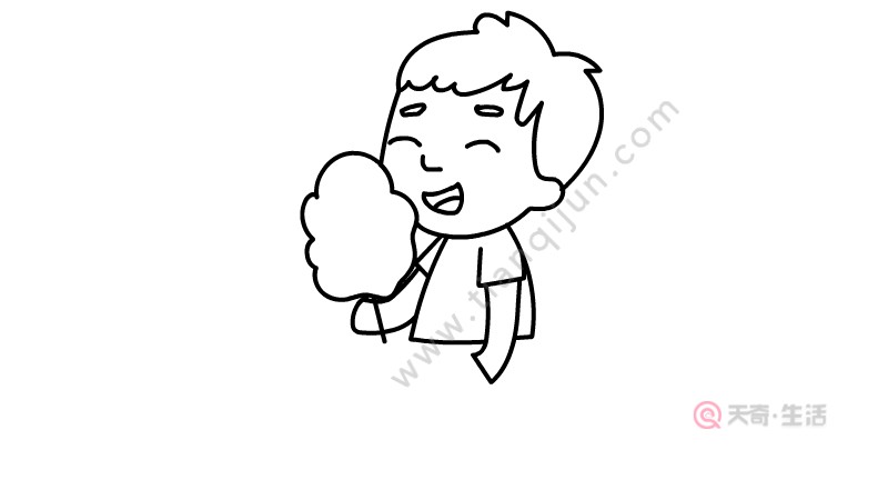吃棉花糖的小男孩簡(jiǎn)筆畫怎么畫